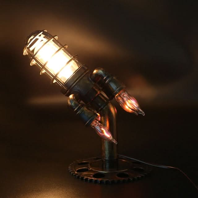 Rebolet | Steampunk-Rakete Tischlampe mit Flammenlicht
