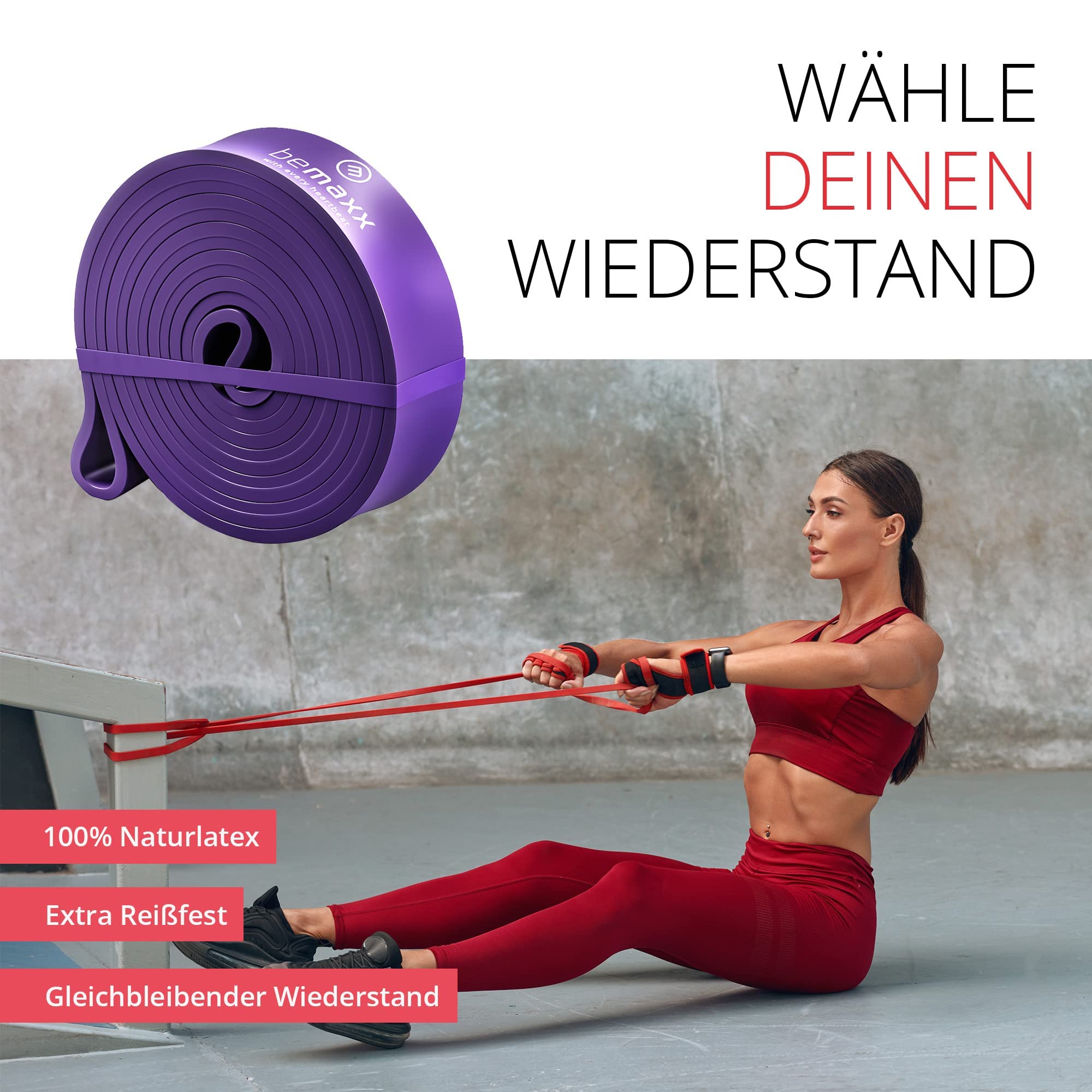 Fitnessband Pull Up Resistance Band, Klimmzughilfe + Trainings-eBook - DAS Klimmzug Widerstandsband | Home Gym Equipment: Sportband Pullup Dip Bar Klimmzugband, Calisthenics Bodybuilding Trainingsband