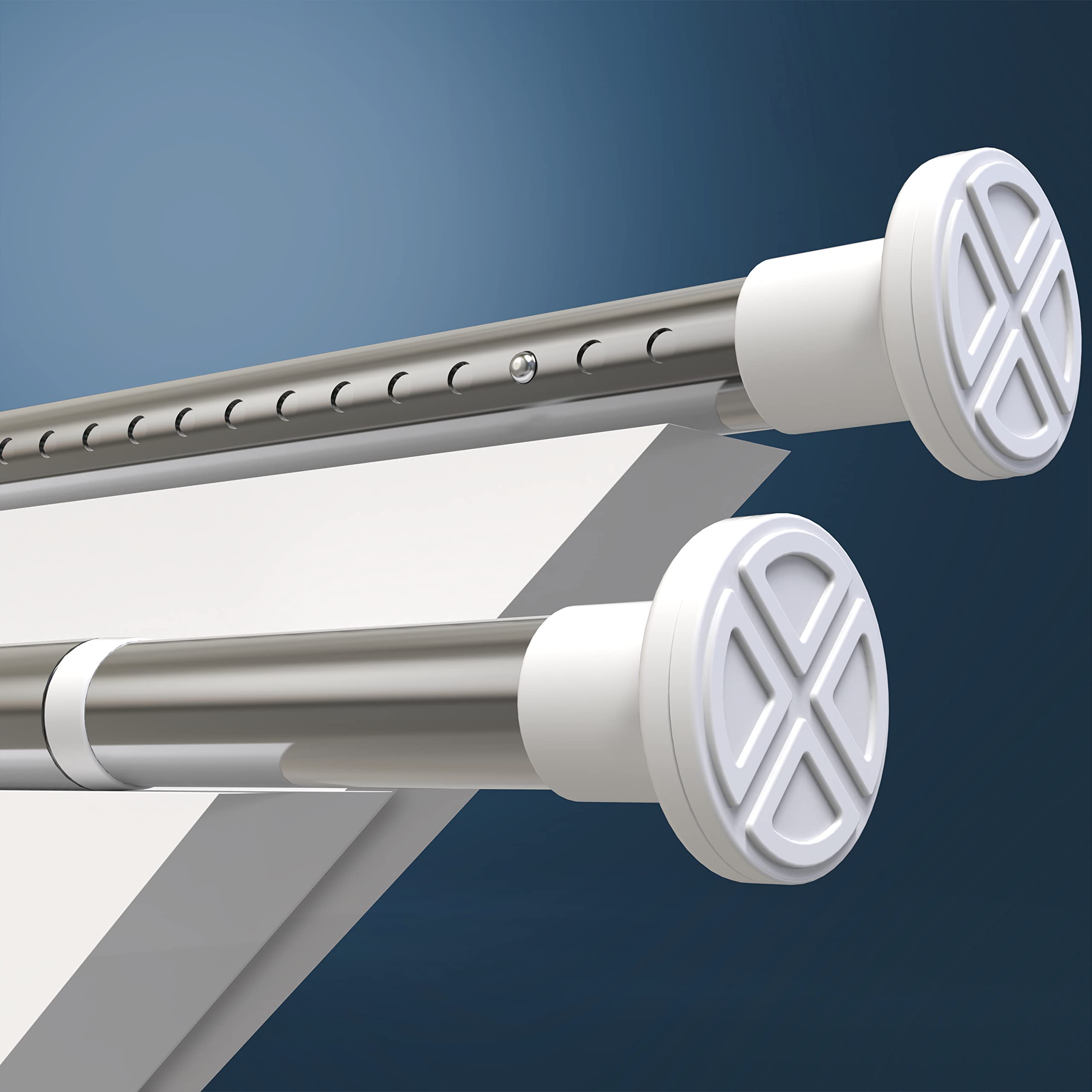 MEISENBERG Gardinenstange ohne Bohren 310-360cm, Ø32mm Chrom Multifunktionale Vorhangstange Klemmbar - Ausziehbare Teleskopstange Klemmstange - für Trennwand, Vorhang und Balkon