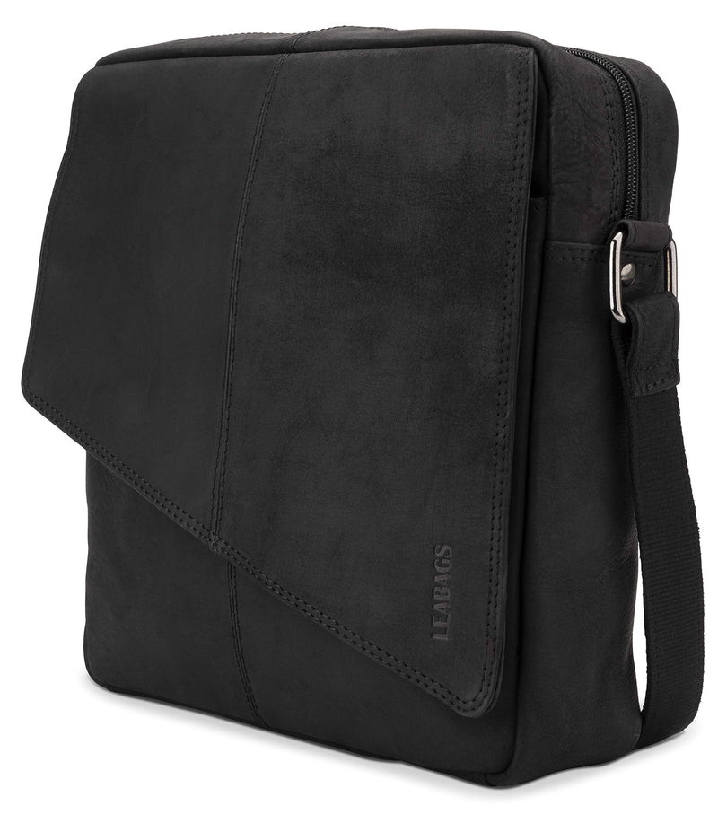 LEABAGS Leder Umhängetasche Herren & Damen I Messenger Bag mit Schultergurt I Schultertasche I Arbeitstasche I Tragetasche I Handtasche I Echtleder Tasche