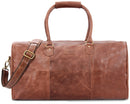 Leabags Leder Weekender Damen & Herren I Echtleder Premium Reisetasche I 40 l Sporttasche I Duffle Travel Gym Bag I Sporttasche I Trainingstasche I Tasche Flugzeug I groß I Vintage Cognac