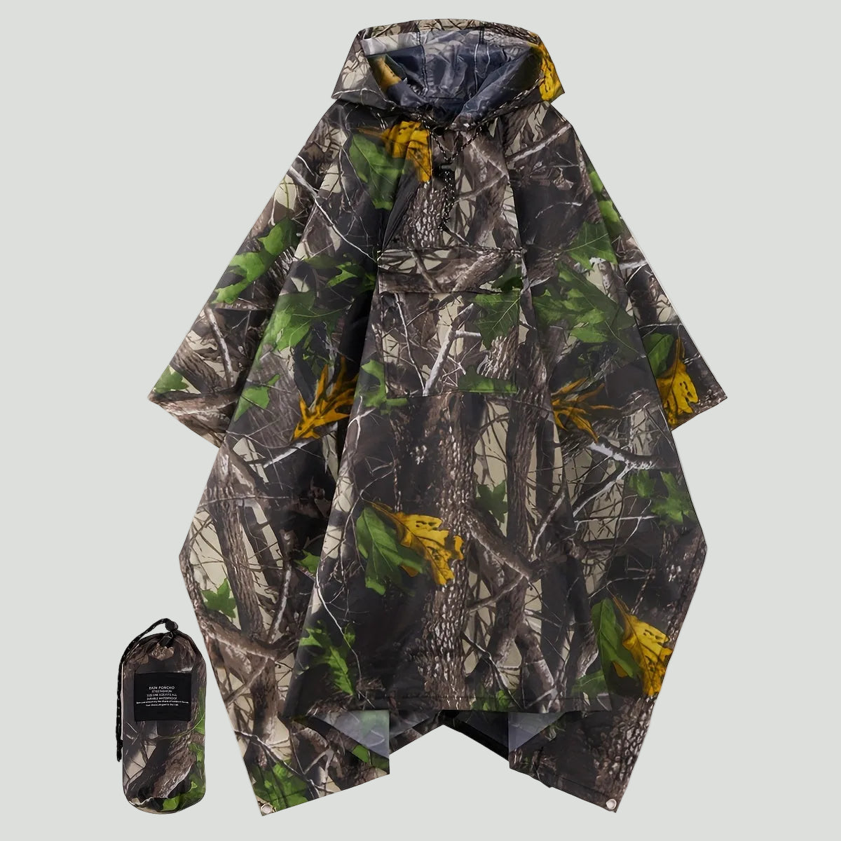 Camouflage-Regenponcho mit Kapuze – wasserabweisend