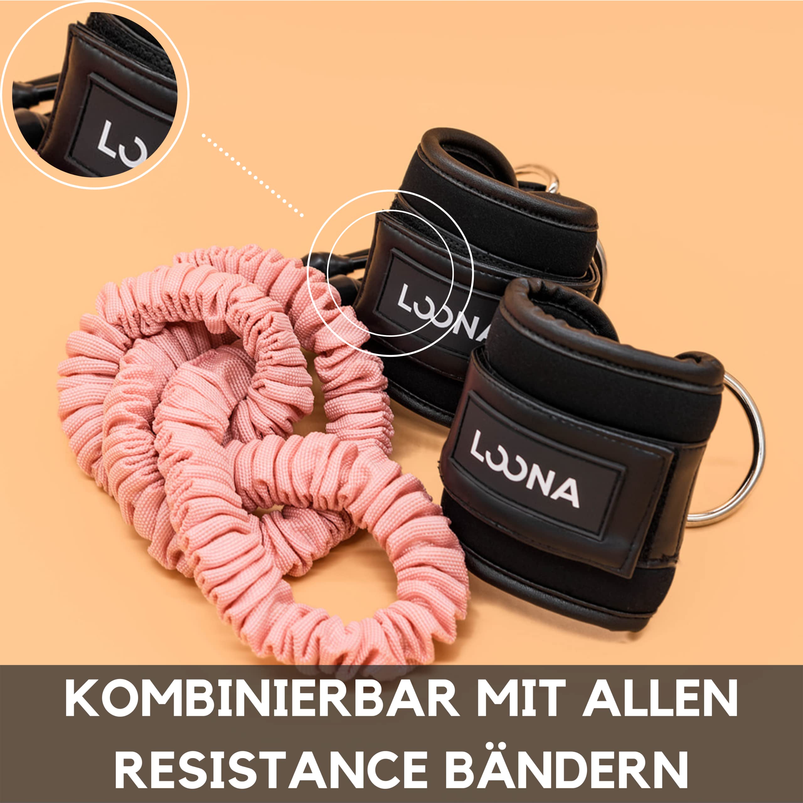 Loona Gym – Ankle Straps - Trainings-Fußschlaufen - Fitness-Knöchelriemen - Workout Knöchelgurte - Fitness Fußschlaufen  - Die optimale Ergänzung für Widerstandsbänder Gym geeignet für Anfänger und Profis