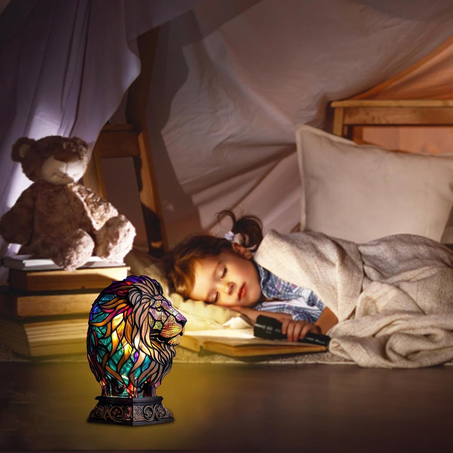 Rebolet | LeuchtLöwe - handgefertigte Lampe, die Herzen erstrahlen lässt