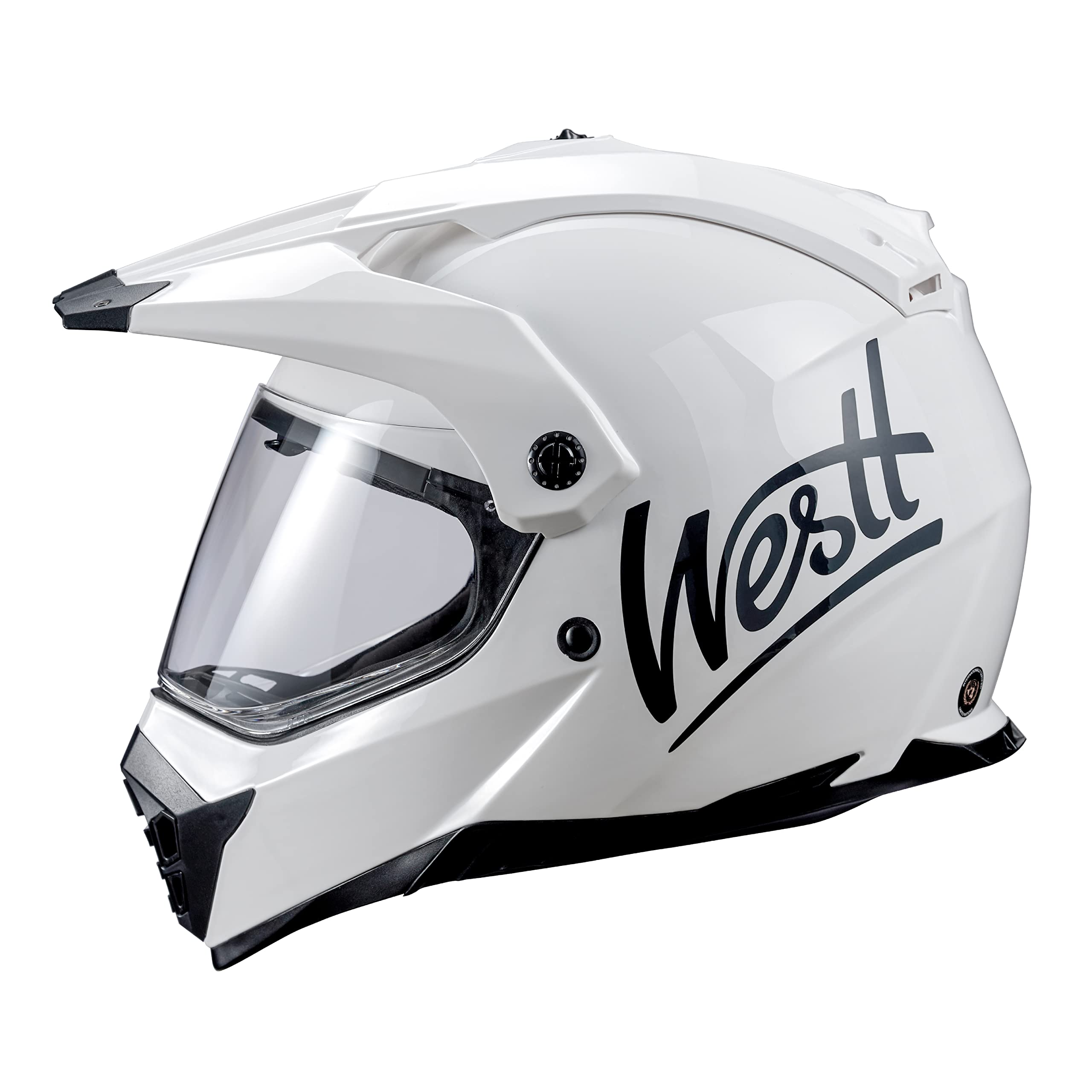 Westt Motocross Helm Fullface MTB Motorradhelm Integralhelm Crosshelm Helm Motorrad MTB Enduro Quad Helm Motorrad mit Doppelvisier Sonnenblende Herren Damen ECE DOT Zertifiziert, weiß, S (53-54 cm)