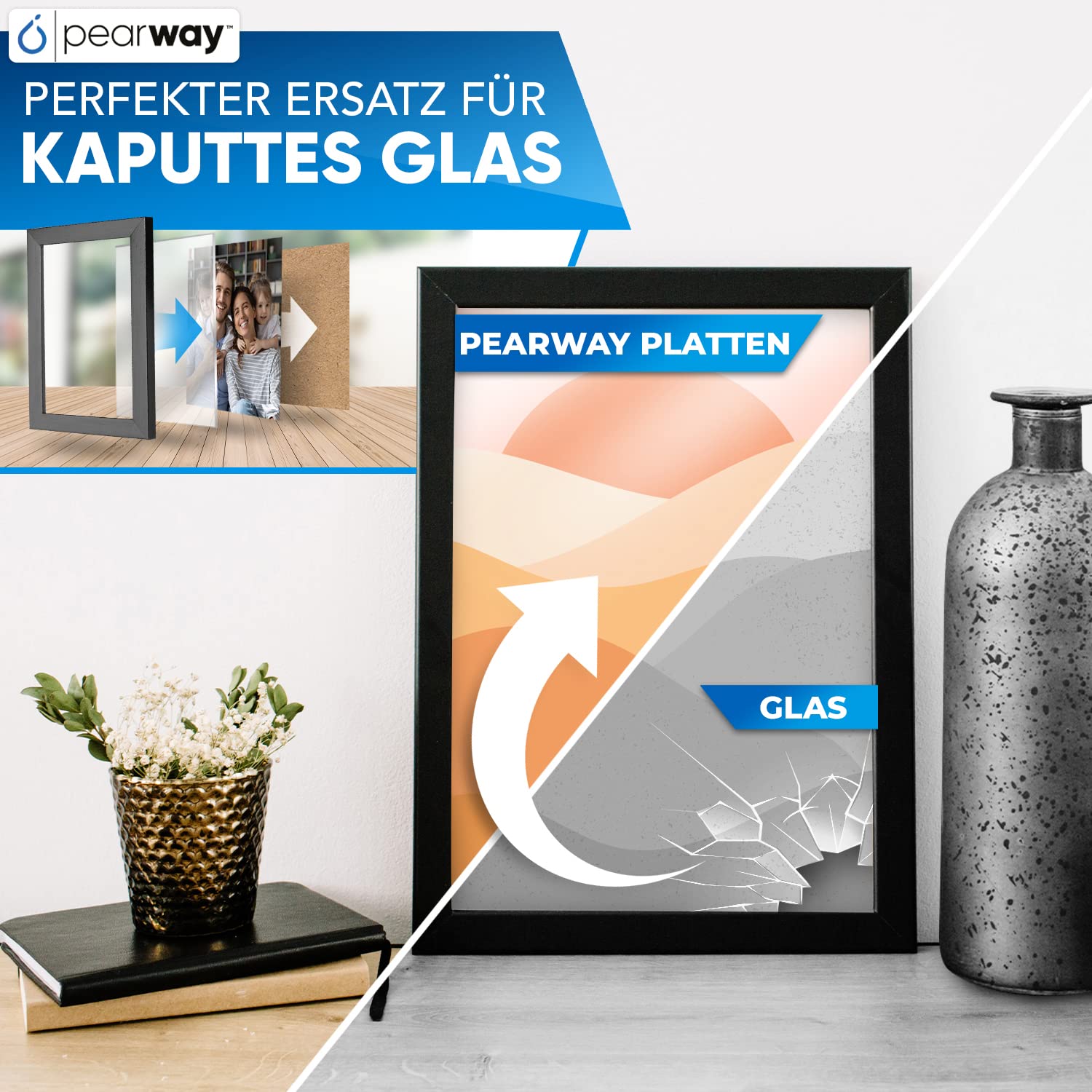 PEARWAY™ Profi Set ultra klare Acrylglas Platten [10er Set] I 20x25cm (8x10 Zoll) I transparente Acrylglas Platte I Glas zum Bemalen I Plexiglas 1mm I ideal für Modellbau oder Tischaufsteller