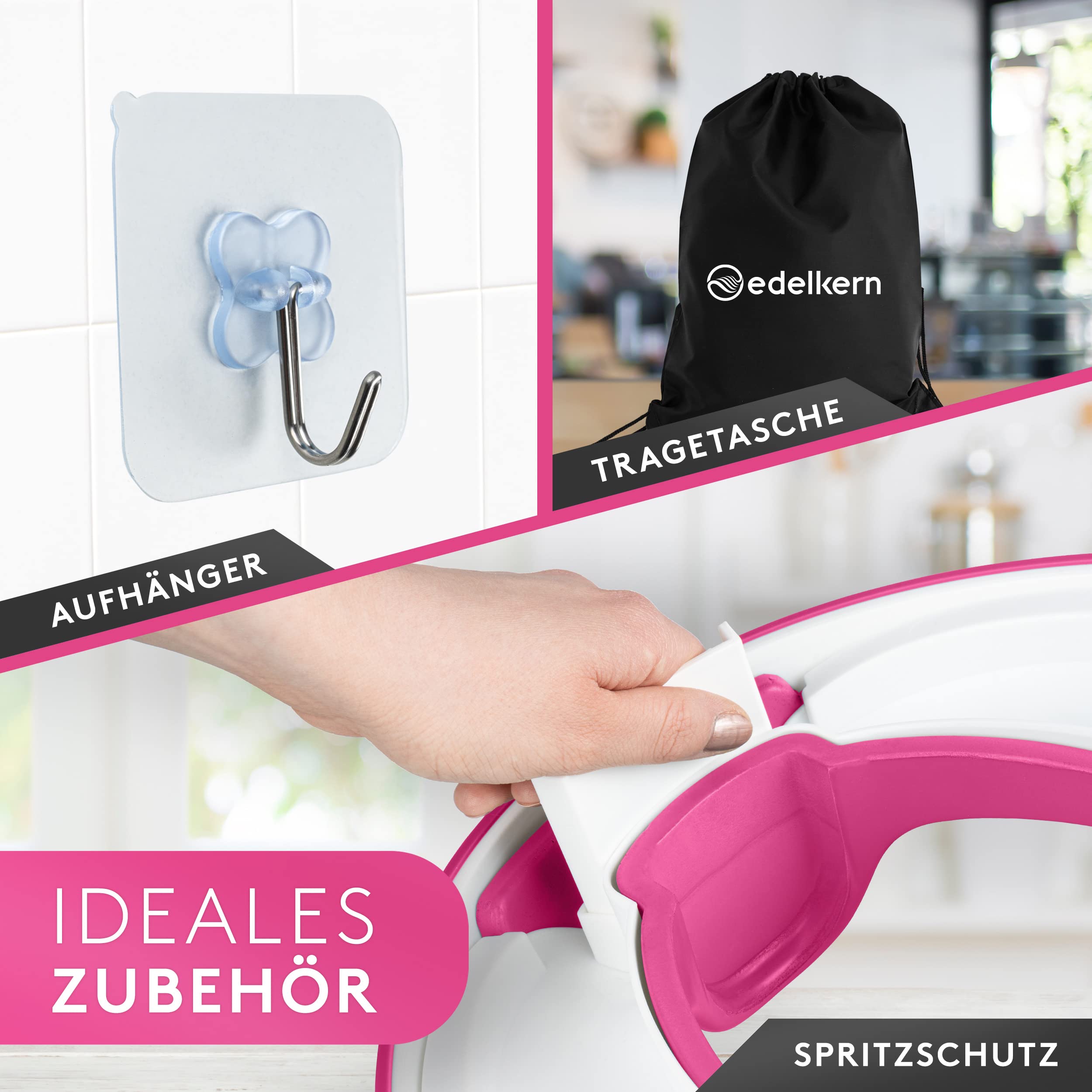 Edelkern Toilettensitz Kinder - Ergonomischer WC Sitz Kinder [bis 50kg] - Universeller Toilettenaufsatz Kinder mit Griffen [ab 3 J.] - Sicherer Klositz für Kinder mit Spritzschutz - Mit Aufhängehaken