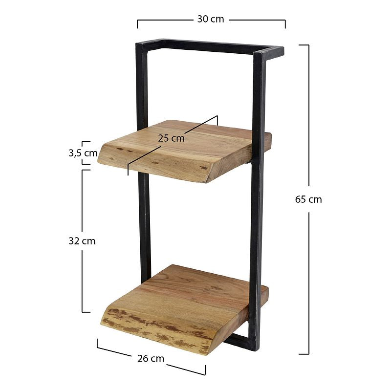 Rubjerg Design Wandregal Edge 2 Ablagen Metall/Akazie massiv natur