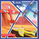 Bogenkönig 3er Set Flugzeug-Launcher Spielzeug: LED-Schaumgleiter-Kits, Katapult, 2 Flugmodi, für Jungen und Mädchen im Alter von 3-12 Jahren, (Blau, Rot und Gelb)