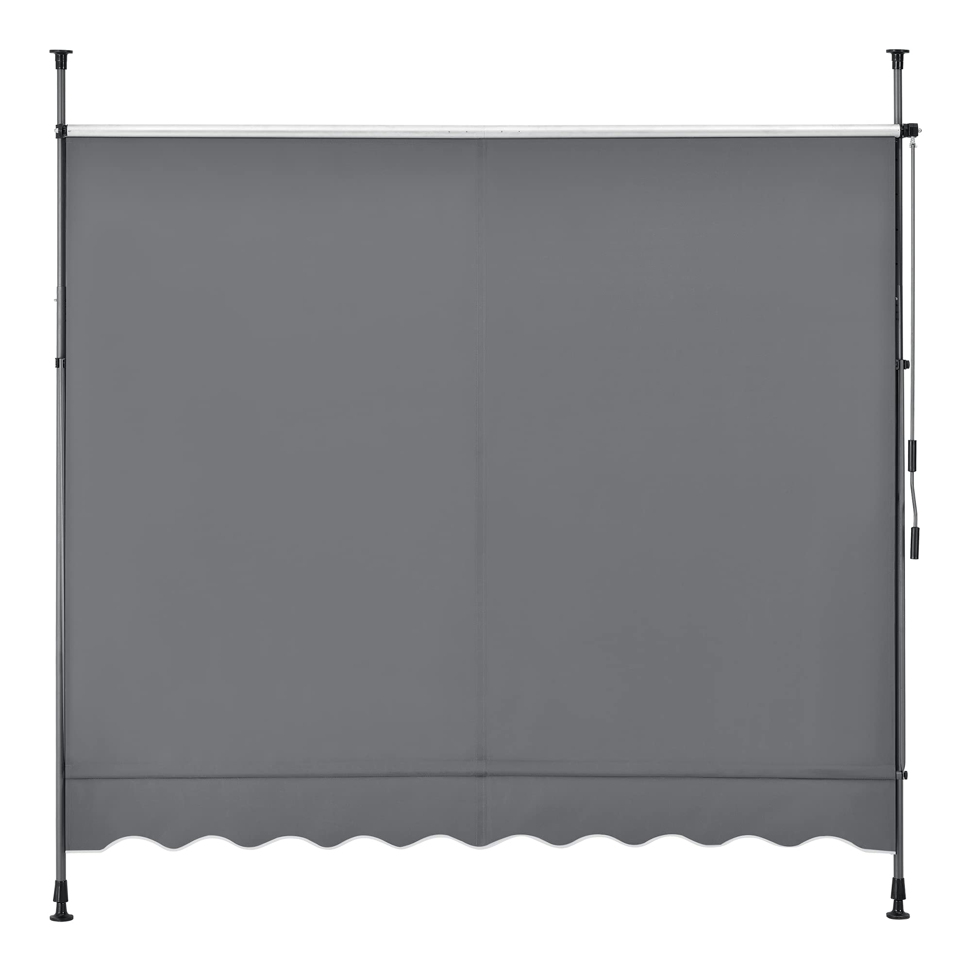 pro.tec Klemmmarkise Stem Markise ohne Bohren 150 x 120 x 220-309 cm Balkonmarkise mit Handkurbel Sonnenschutz Stahlgestell Mittelgrau