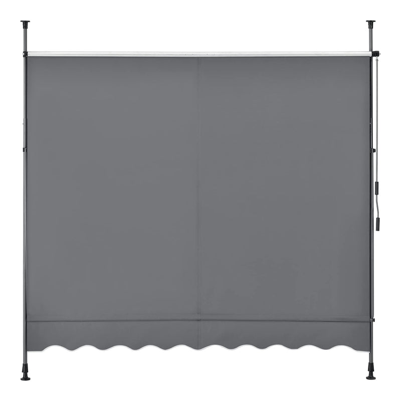 pro.tec Klemmmarkise Stem Markise ohne Bohren 150 x 120 x 220-309 cm Balkonmarkise mit Handkurbel Sonnenschutz Stahlgestell Mittelgrau