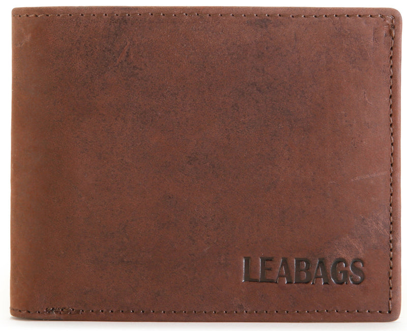 LEABAGS Lexington Geldbörse I aus echtem Büffel-Leder I Portemonnaie I Geldbeutel im Querformat I Brieftasche I 11x9x2 cm I Muskat