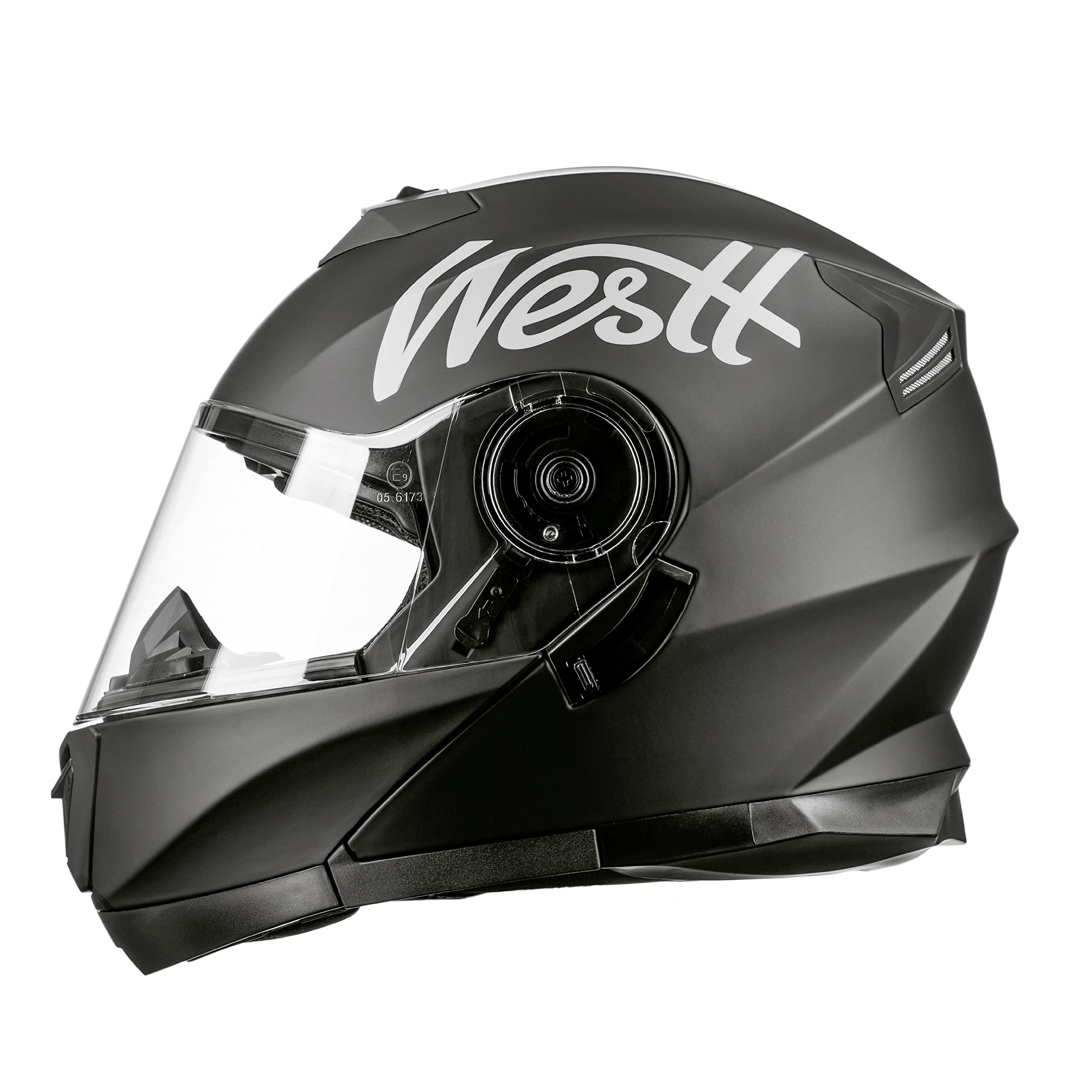 Westt Klapphelm Flip up Motorradhelm Integralhelm Herren Damen mit verstärktem Kinnschutz Chopper Moped Mofa Roller Modular Helm Motorrad mit ECE DOT Zertifizierung, schwarz, S (53-54 cm)