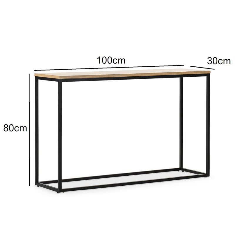 [en.casa] Konsolentisch Kittilä Sideboard 80 x 100 x 30 cm Flurtisch Beistelltisch Büro Wohnzimmer Industrial Schwarz/Holzoptik