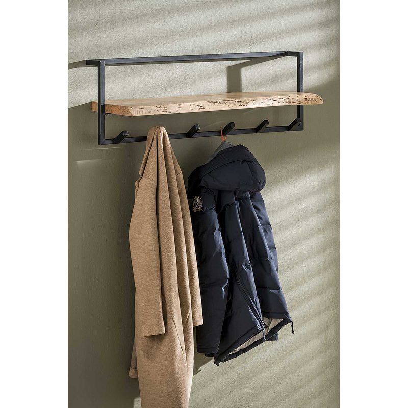 Rubjerg Design Garderobe Edge 2 mit 6 Haken Metall/Akazie massiv natur