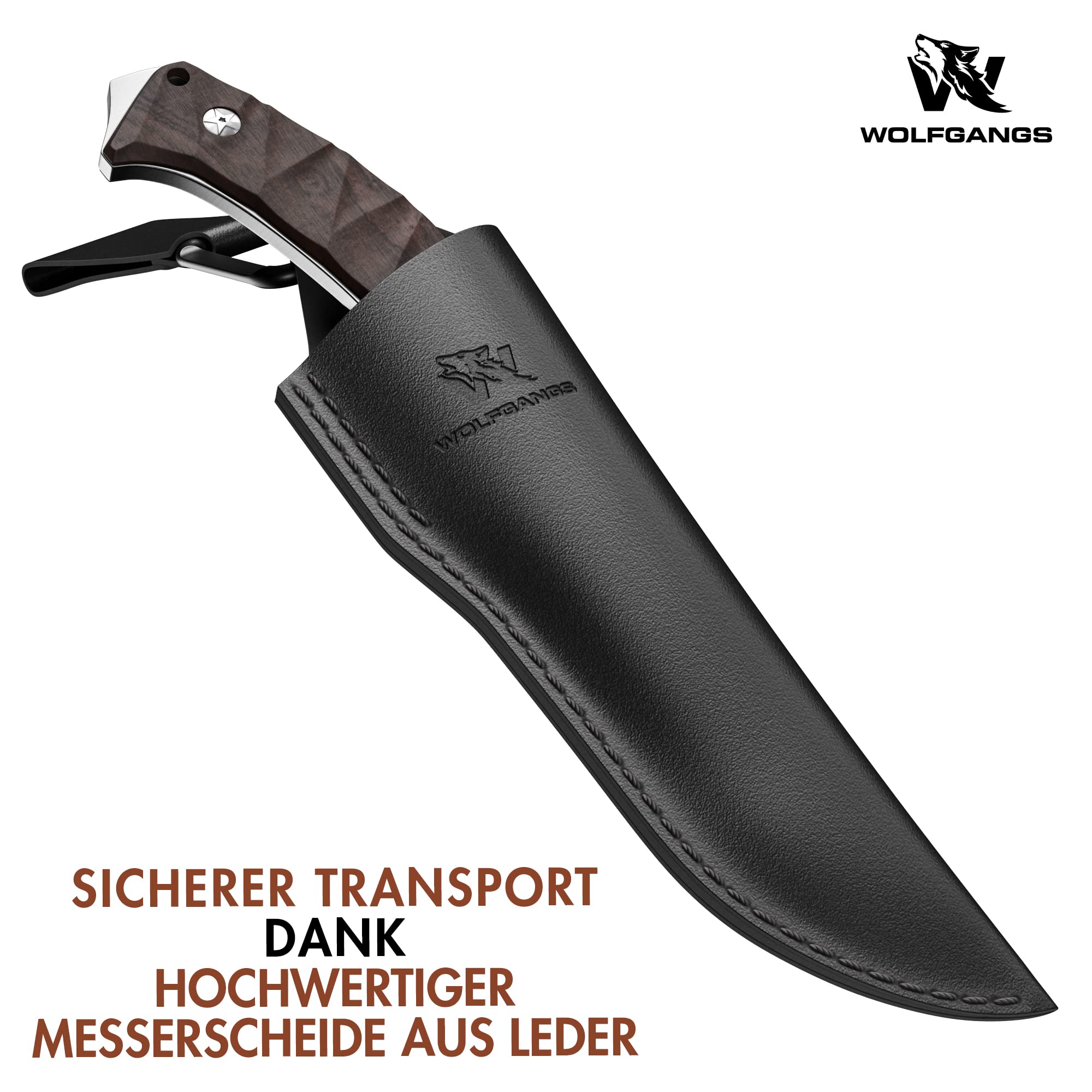 Wolfgangs DOLOR Fahrtenmesser aus 440C Stahl - Scharfes Survival Messer mit Kydex Gürteltasche - Outdoormesser