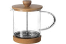 Frenchpress Kaffeedrücker Teepresse Siebstempel-Kanne Glas Bambus Kork 600 ml für 2 Pott Kaffee oder Tee