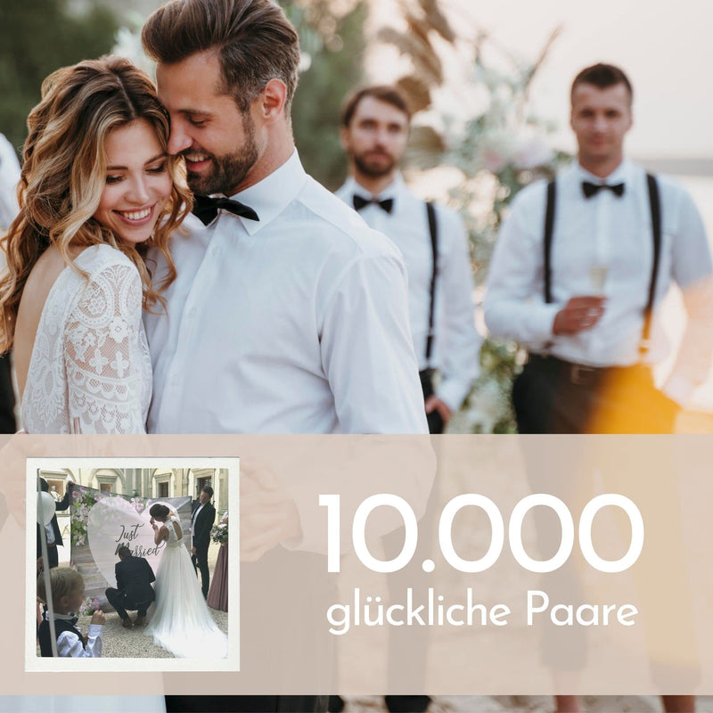 Großes Hochzeitsherz zum Ausschneiden 240x180 cm | Hochzeitslaken klimaneutral mit echtem Fotodruck | Das Laken mit Herz für deine Hochzeit inkl. 2 Scheren von D&D Living®