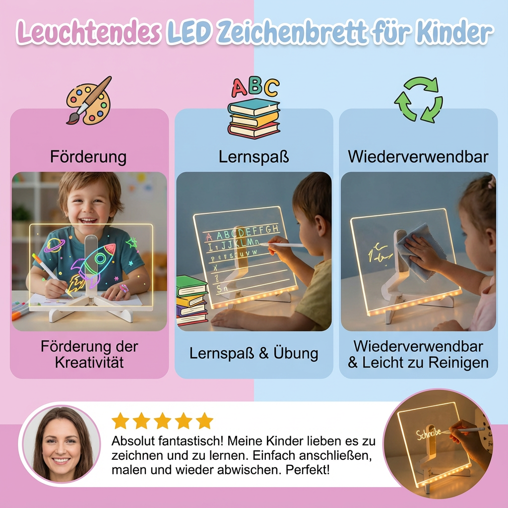 Rebolet | LED Leuchtendes Zeichenbrett für Kinder