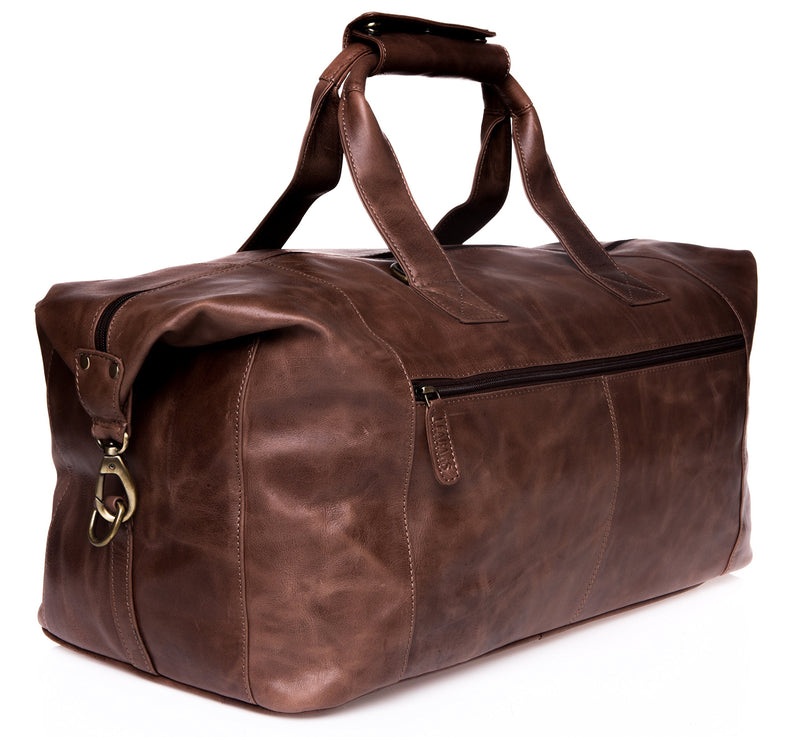 Leabags Leder Weekender Damen & Herren I Echtleder Premium Reisetasche I 41 l Sporttasche I Duffle Travel Gym Bag I Sporttasche I Trainingstasche I Tasche Flugzeug I groß I Vintage Cognac