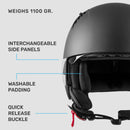 Westt Halbhelm Chopper Helm Jethelm Motorradhelm Herren Damen mit Sonnenblende Retro Stil Mofa Helm Motorrad, matt schwarz, ECE DOT Zertifiziert