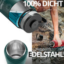 Trinkflasche Edelstahl ACTIVE FLASK + Strohhalm (3 Deckel) BPA-frei, Auslaufsicher, Kohlensäure geeignet - Wasserflasche Fahrrad Thermosflasche Isoliert Isolierflasche Sport Wasser Flasche Kinder Tee