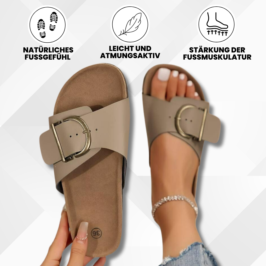 Emi and June | OrthoMia - Schmerzlindernde Kork-Sandalen mit Schnallenriemen-Design für Damen