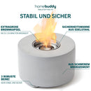 Homebuddy Tisch Feuerstelle - Bioethanol Tischkamin - Tragbares Tischfeuer, Lang Brennend & Rauchfrei - Tischkamin Tischfeuer Outdoor & Tischkamin Indoor & 50 Holzspieße - Mit Stilvollem Feuerlöscher