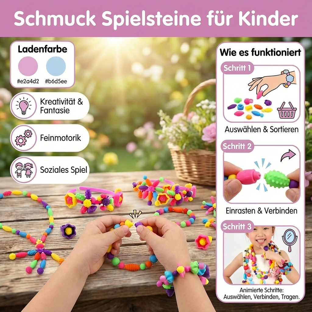 Rebolet | Kinder Schmuck Spielsteine Kreativ Set