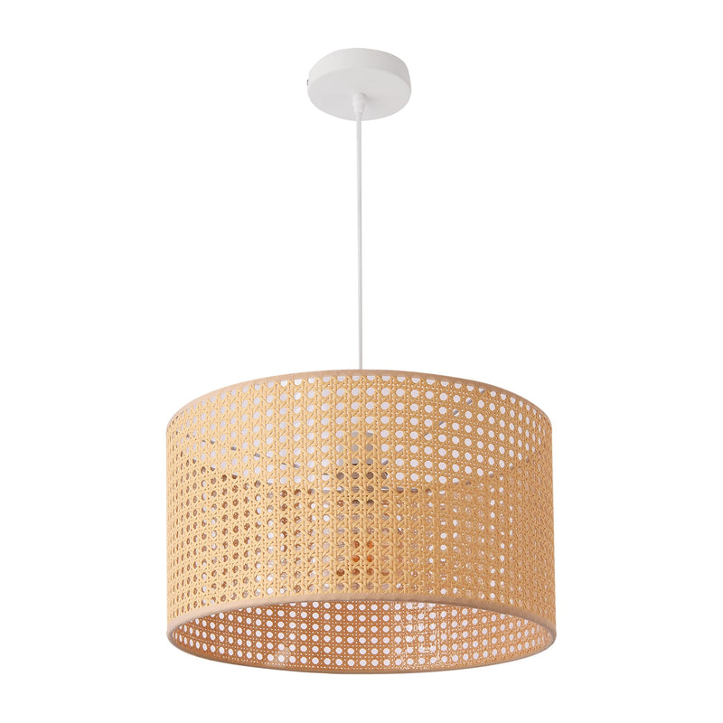 lux.pro Hängeleuchte Shrewsbury Boho Lampe 1-flammige Pendelleuchte Lampenschirm in Rattan-Optik E27 Höhenverstellbar für Wohnzimmer, Esszimmer Beige/Weiß