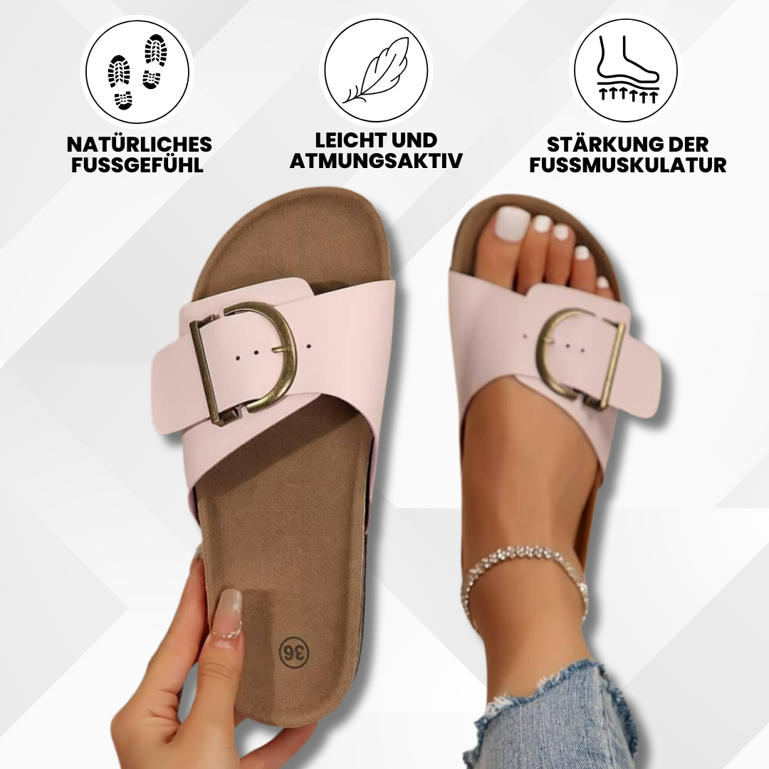 Emi and June | OrthoMia - Schmerzlindernde Kork-Sandalen mit Schnallenriemen-Design für Damen