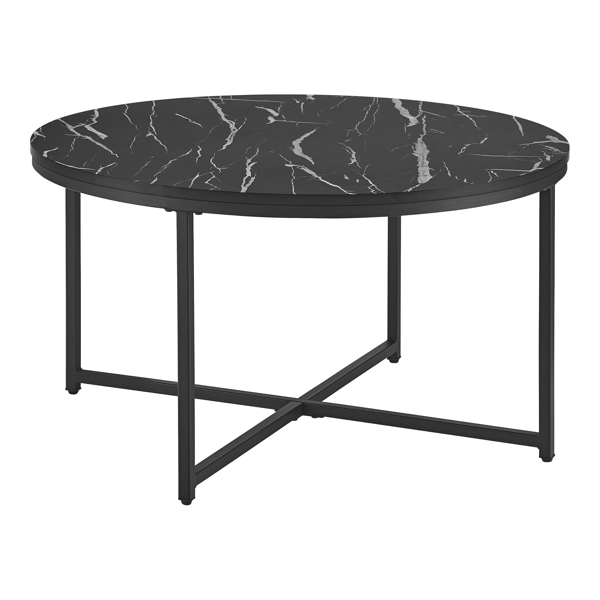 [en.casa] Couchtisch Uppvidinge Beistelltisch 45x80cm Wohnzimmertisch rund Marmor/Schwarz