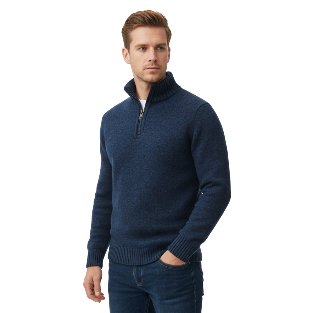 MerinoEdge Strickpullover mit Halb-Reißverschluss