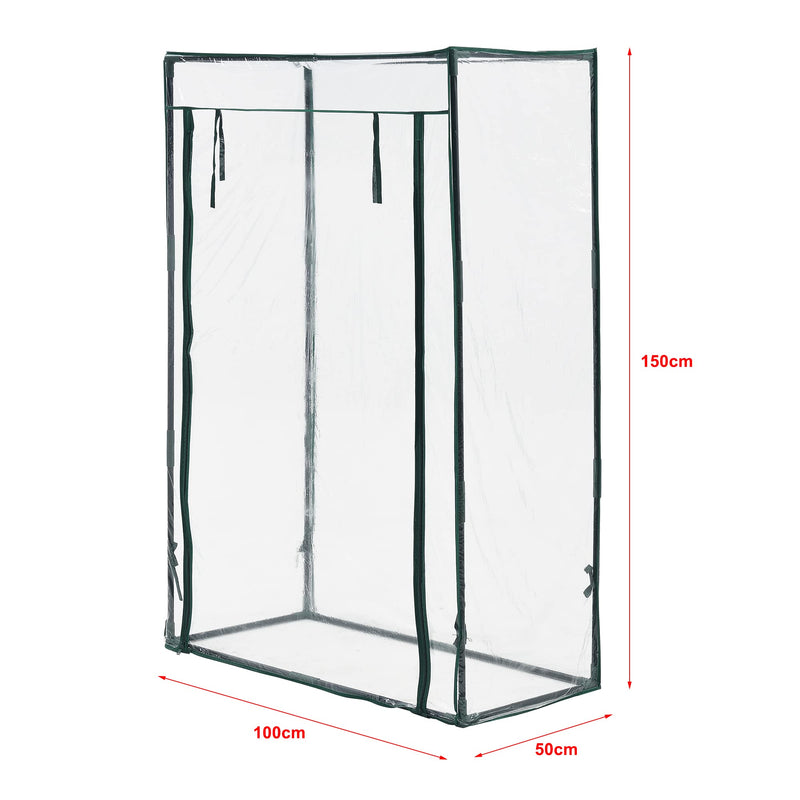 Tomatengewächshaus Terzigno 100x50x150cm Foliengewächshaus Gartenhaus Treibhaus Tomatenhaus mit Reißverschluss PVC Folie Transparent