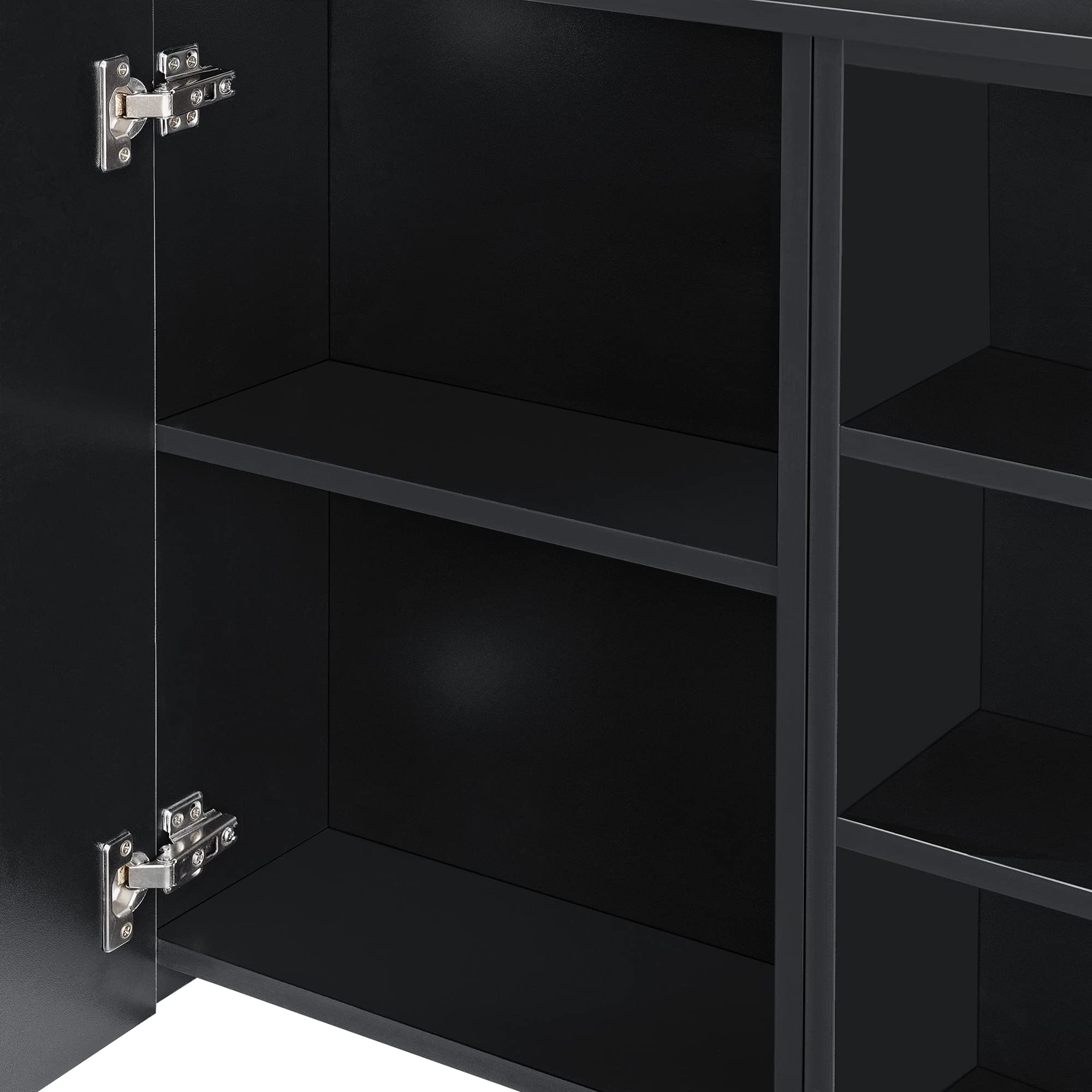 [en.casa] Badezimmer-Wandschrank 64 x 80 x 20 cm Spiegelschrank mit Tür und 3-3 Ablagen Hängeschrank Spanplatte Schwarz