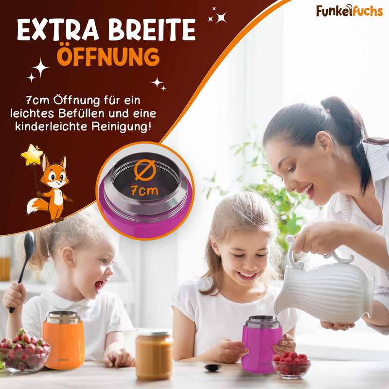 FUNKELFUCHS® Thermobehälter für Essen Kinder – 500ml, Pink Einhorn – 100% auslaufsicher - Warmhaltebehälter Essen Edelstahl – Thermobecher Essen – Thermo Lunchbox Kinder – Warmhaltebehälter Babybrei