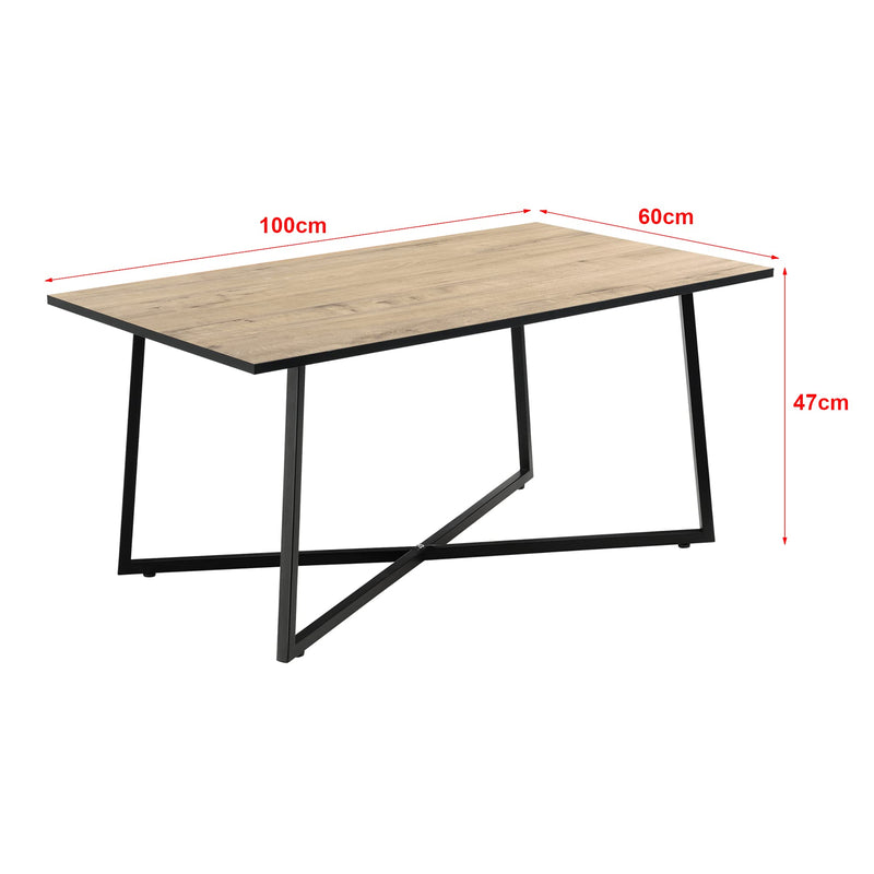 [en.casa] Couchtisch Uddevalla 100x60x47cm auf Metallgestell eckig Wohnzimmertisch Sofatisch Kaffeetisch Eicheoptik