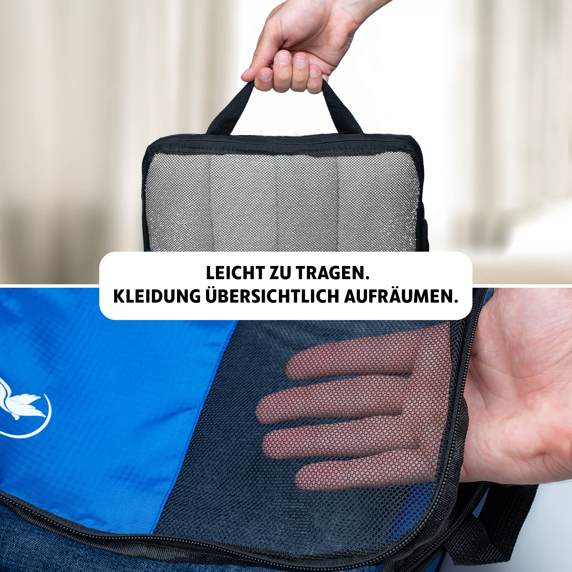 Obics - 5-teilige Kompression Packtaschen Set inkl. Schuhbeutel für Koffer & Rucksack - Packing Cubes Packwürfel - Reise-Organizer Packbeutel für Kleidung & Schuhe - Kleidertaschen Kofferorganizer