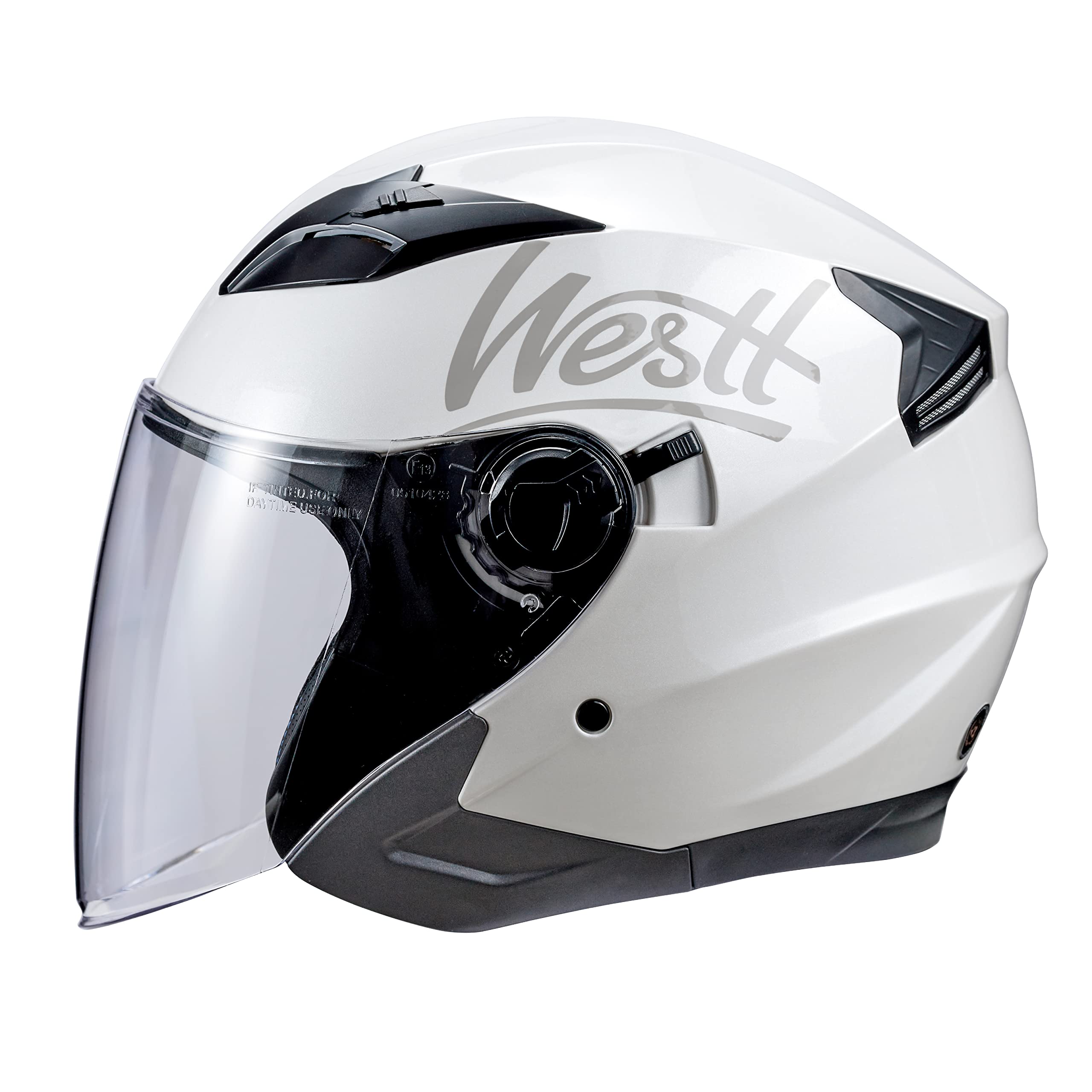 Westt Jethelm mit Visier & Sonnenblende Motorradhelm Herren Damen Rollerhelm Mopedhelm Mofa Chopper Helm Motorrad Halbhelm Helm Pilotenhelm ECE DOT Zertifiziert, weiß metallic, XL (59-60 cm)