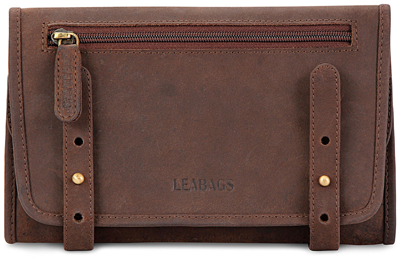 LEABAGS Palm City Genuine Buffalo Leather pencilcase in Vintage Style - Nutmeg