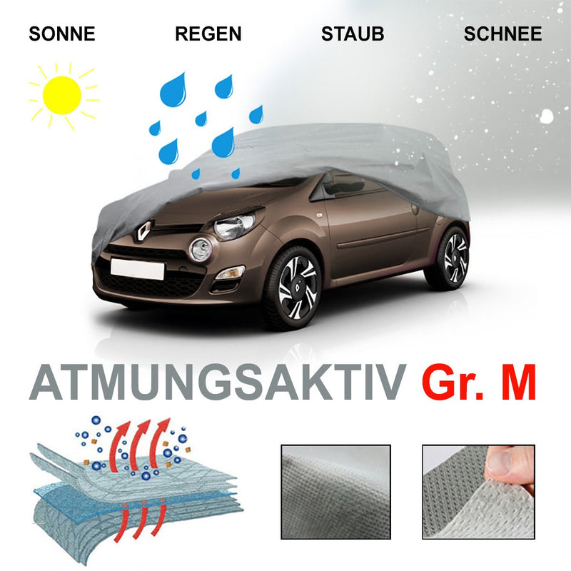 [pro.tec] Ganzgarage Größe M Atmungsaktiv Wasserabweisend Wetterfest UV-Beständig Abdeckung für PKW Kfz Auto Vollgarage Abdeckplane Autoplane