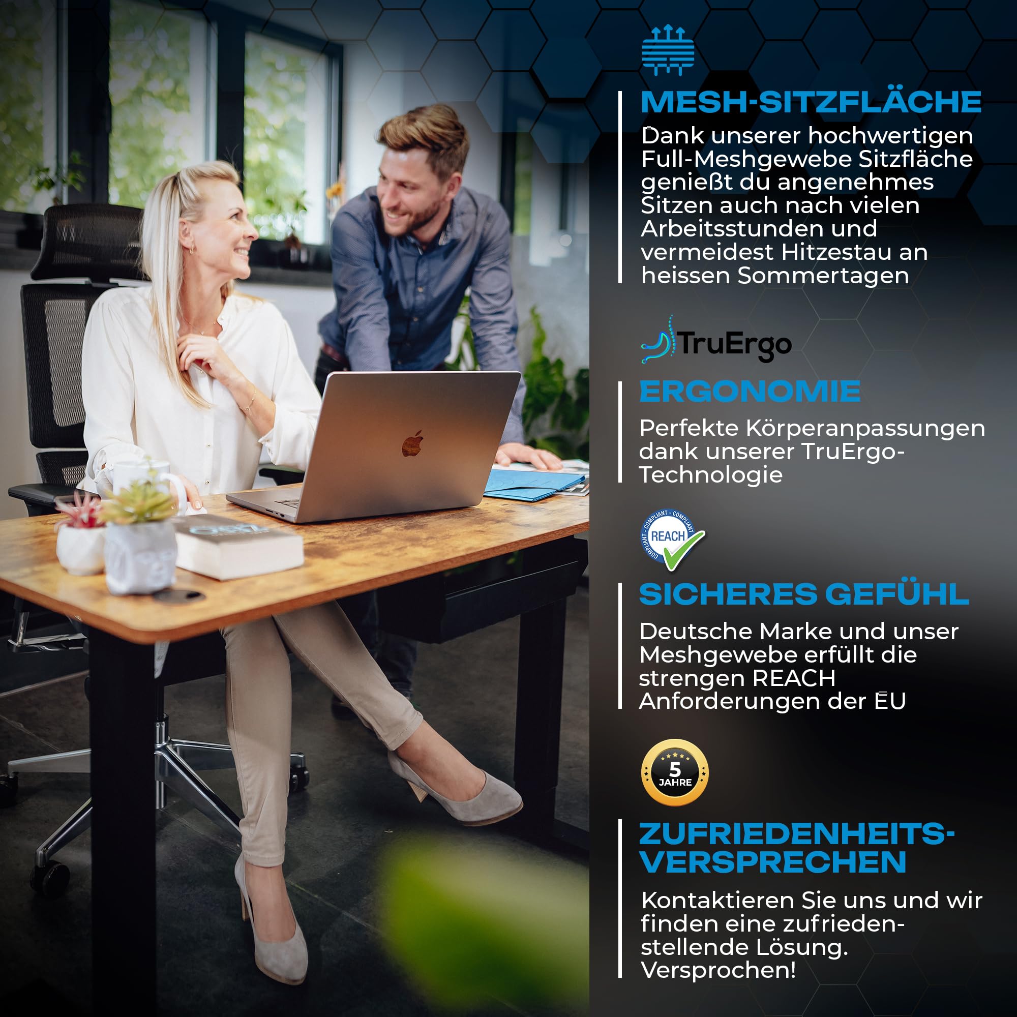 VALKENSTOL M7 Ergonomischer Bürostuhl [Adaptive Lordosenstütze] Chefsessel Bürostuhl Ergonomisch als Home Office Chair Ergonomic Chair Bürostühle Schreibtisch Stuhl Desk Chair