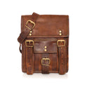 NAMA 'Fred' Kleine Umhängetasche Echtes Leder Schultertasche für Damen und Herren Messenger Bag Vintage Handtasche Multitasche Citytasche Naturleder Braun