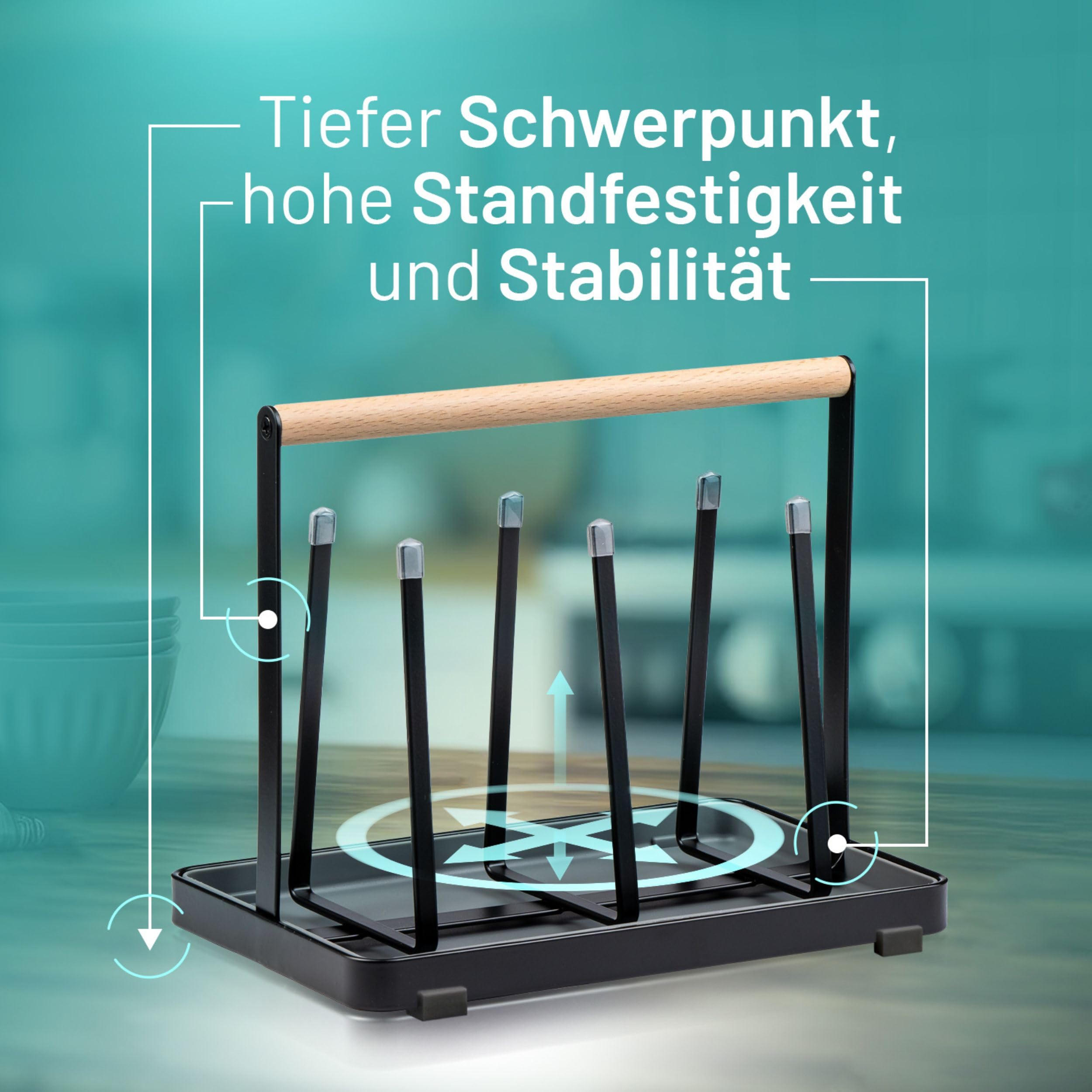 D&D Living All-in-One Flaschenhalter für SodaStream - Abtropfgestell für Flaschen Aller Art: Duo, Crystal, Easy, Trink- und Babyflaschen - Universal-Trockenständer (Metall, Schwarz)