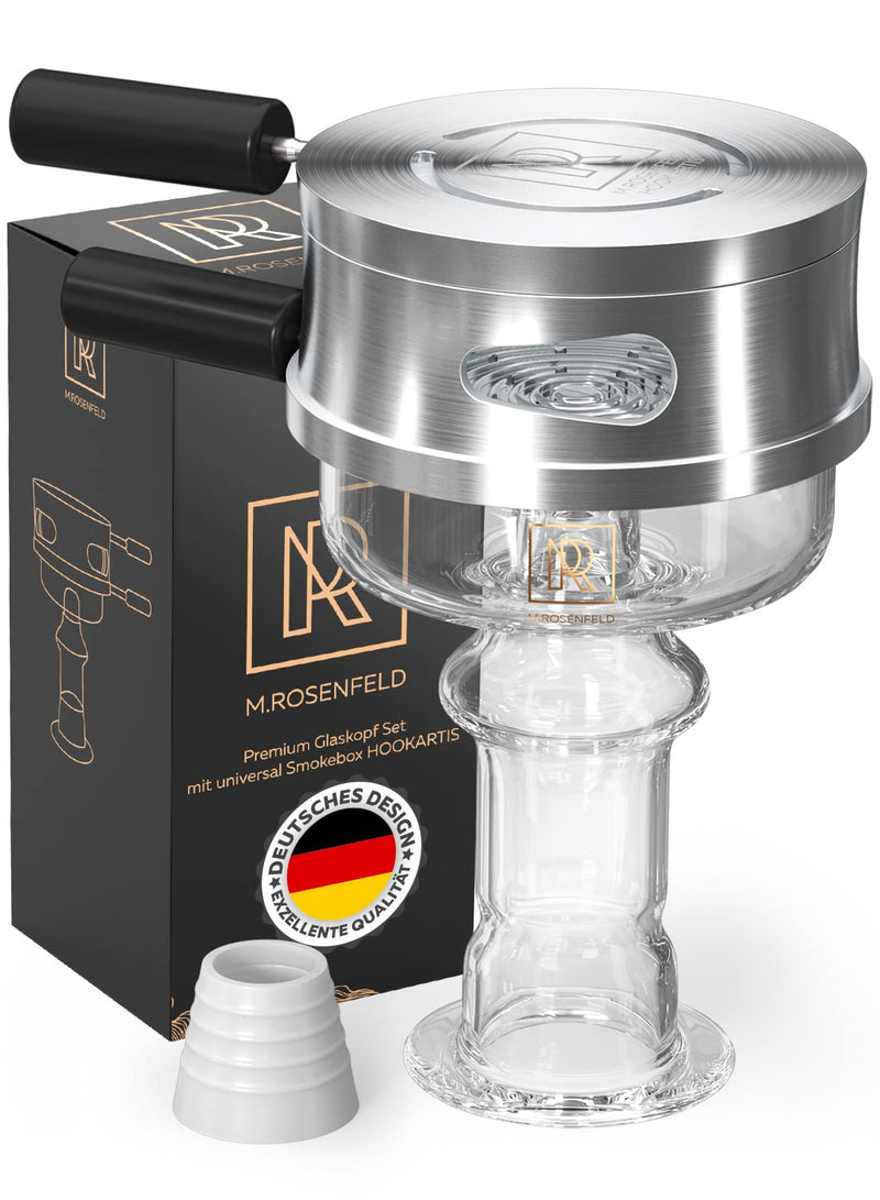 M. ROSENFELD Glaskopf Shisha Set – Phunnel Kopf mit Smokebox HOOKARTIS mit einzigartigem Multi-Ring-Boden - Premium Shisha Zubehör Shisha Kopf mit HMD - Designed in Germany