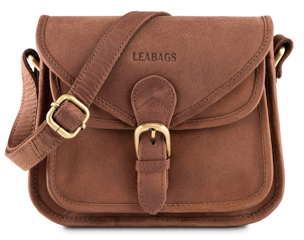 LEABAGS Riyadh Damen Handtasche aus echtem Büffel-Leder im Vintage Look I Umhängetasche I Ledertasche I Schultertasche