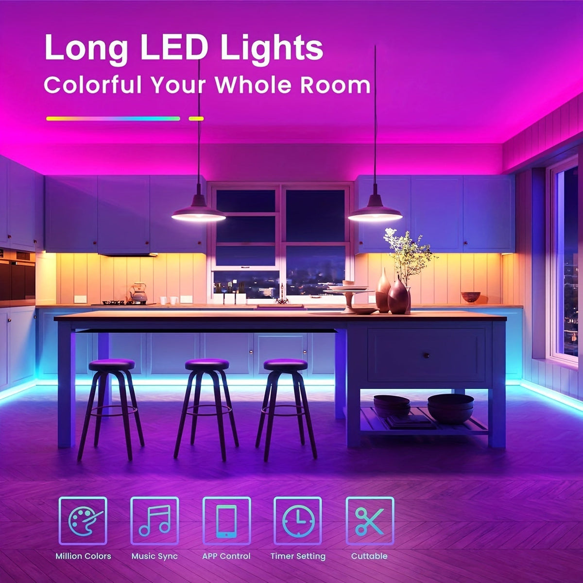 LED Strip Lights, Farbwechsel, App-Steuerung