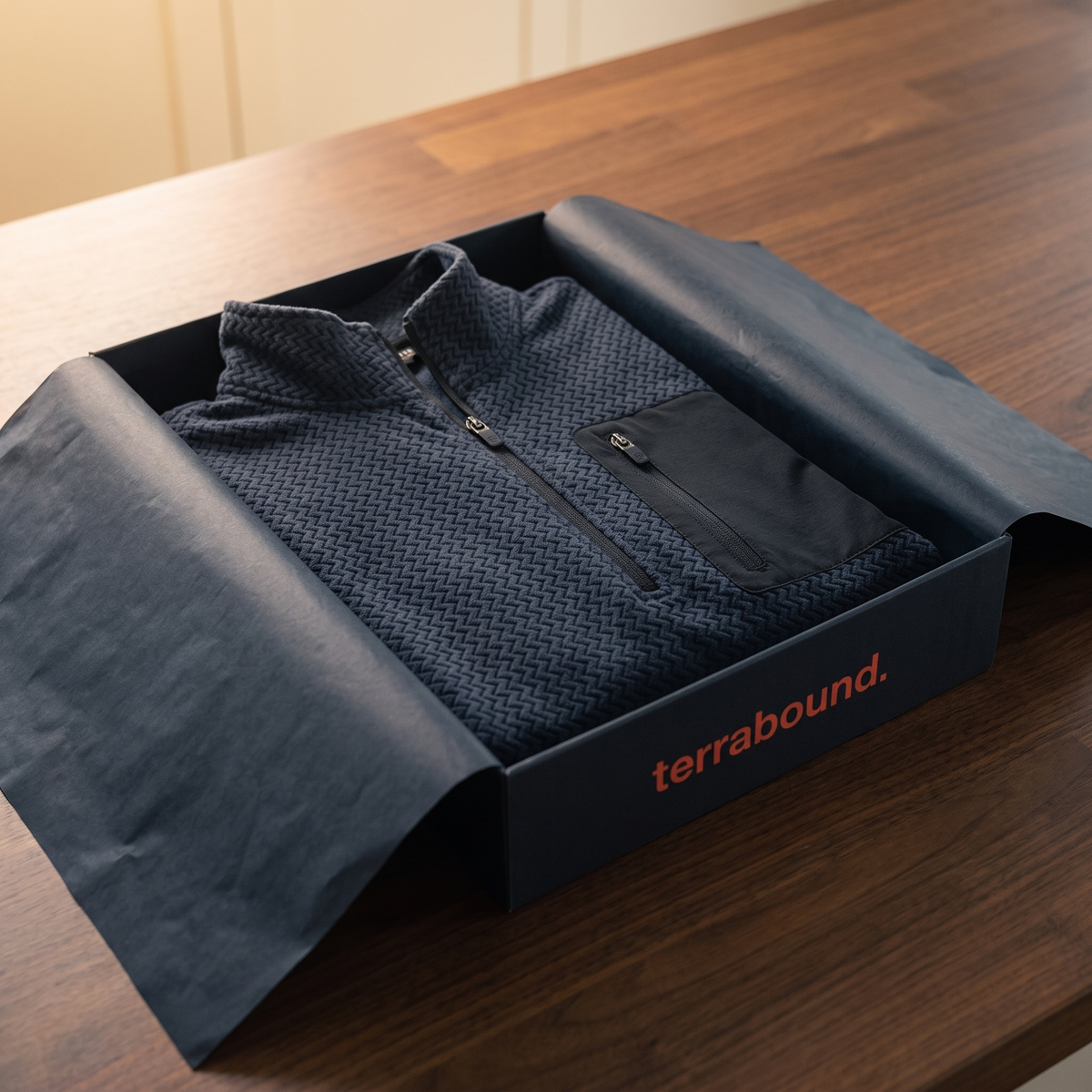Herren Quarter-Zip-Pullover – strukturierter Fleece-Midlayer mit Brusttasche