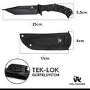 Wolfgangs IMPETUS Hochwertiges Outdoor Messer Feststehend aus feinstem 440C Stahl - Jagdmesser inkl. Kydex Holster - Survival Messer Outdoor das perfekte Überlebensmesser in der Wildnis (Schwarz)