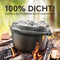 BBQ Dutch Oven - Dutch Oven Set [9L] - Für Induktion geeignet - Mit Topfständer - Eingebrannter Feuertopf aus Gusseisen - inkl. Deckelheber & e-Book